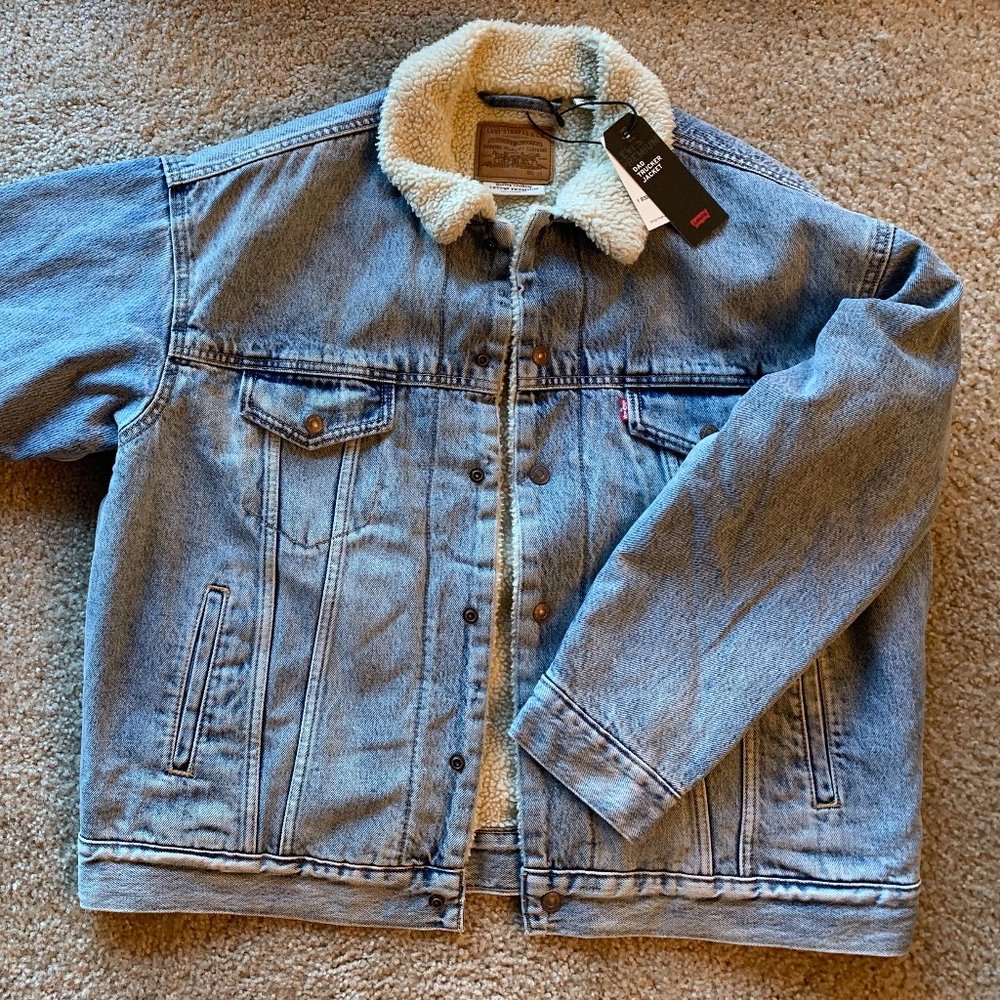 NWT Free People Levi Dad Sherpa Trucker Jacket - M